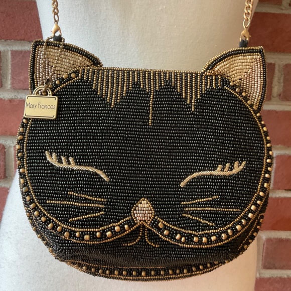 NEW Mary FrancesWhisker Beaded Cat Crossbody Clutch Bag - Picture 10 of 12